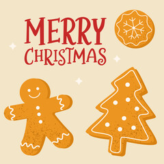 Gingerbread Christmas Cookies Illustration. Merry Christmas. Festive cookies.