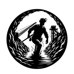 Worker coming out of a coal mine vector image illustration
