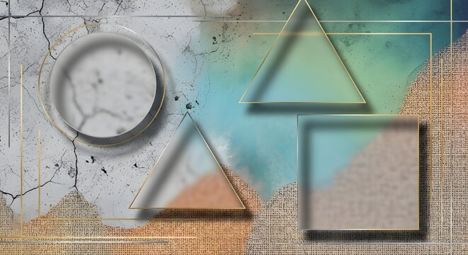 Abstract geometric shapes with soft textures and overlapping watercolor effects - Powered by Adobe