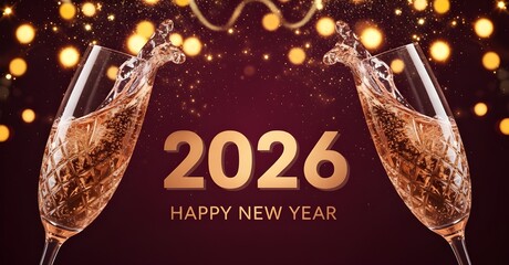 2026 New Year Celebration With Champagne & Golden Lights