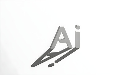 Futuristic AI Concept Rendering with 3D Type and Shadows - Innovation, Artificial Intelligence, and Technology Illustration