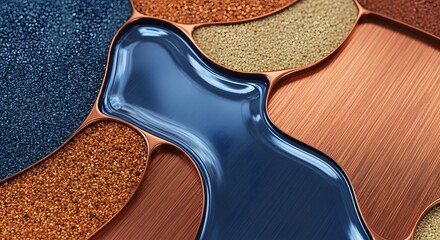 Obraz premium Abstract multi colored textured metallic design with a flowing glossy shape
