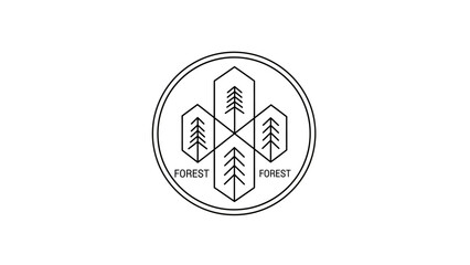 Minimal Line Art Forest Badge