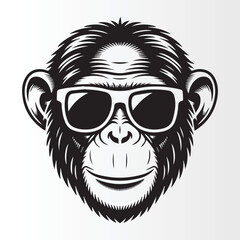 Cool monkey wearing sunglasses, a playful and stylish illustration for your designs	