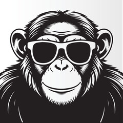 Cool monkey wearing sunglasses, a playful and stylish illustration for your designs	