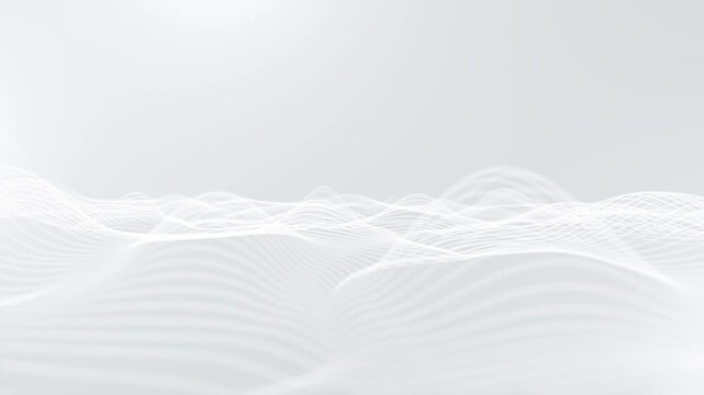 Abstract 3D white smooth wavy lines gently flowing &ndash; Seamless 4K loop background