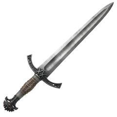 Ornate medieval dagger with detailed hilt isolated on transparent background