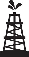 Silhouette of an oil derrick with oil spraying from the top