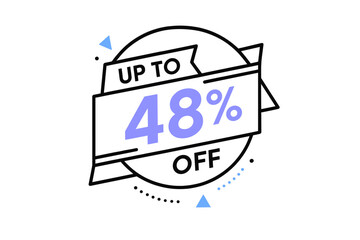 Promotional sale discount badge sticker label design showing forty-eight percent off