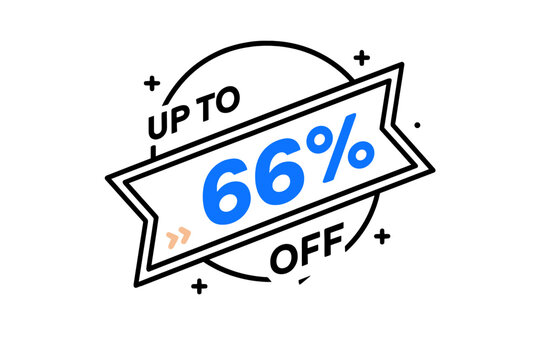 Up to sixty-six percent off promotional sale badge sticker for retail campaigns