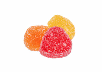  Jelly candy or marmalade candy on white. Assorted  jelly.