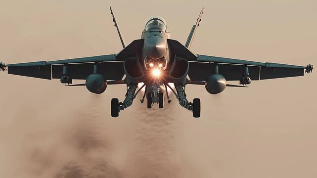 Powerful Jet Taking Off with Intense Engine Thrust and Dynamic Runway View