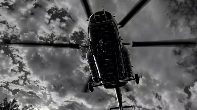 Rescue Helicopter Rising from Ground with Intense Motion and Realistic Vibration