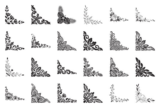 Collection of ornamental corner flourishes