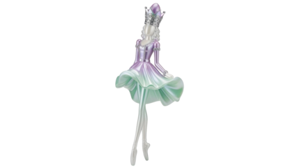 Isolated Nutcracker ballerina figurine with crown, in en pointe position, ethereal beauty