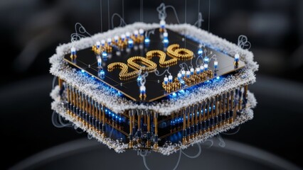 Futuristic technology vision for 2026 with glowing digital elements, symbolizing innovation and digital transformation for a new era