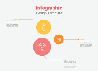 Colorful infographic design template with interconnected circles and text placeholders for data visualization