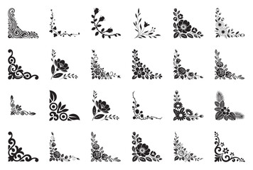 Collection of ornamental floral corner accents