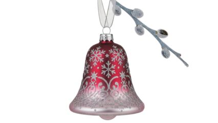 Isolated holiday bell ornament with decorative designs for festive seasonal decorating