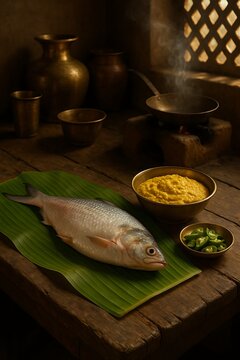 Hilsha fish in a pan