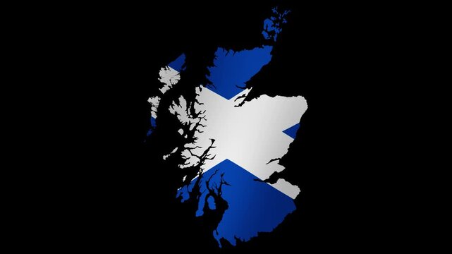 Looping animation of the Scottish flag as a map with a transparent background