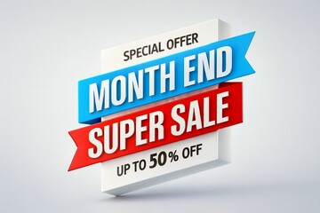 Month end super sale special offer up to fifty percent off discount announcement banner