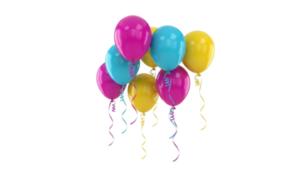 Isolated Bunch of Colorful Celebration Balloons for Party or Holiday Decoration Concept