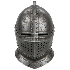 Medieval knight helmet armor historical artifact isolated on transparent background