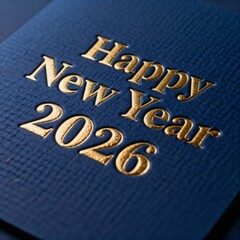 Embossed Foil Stamping Happy New Year 2026 on Luxurious Navy Blue Paper, New Year 2026 website banner, New year Template, New Year Design , New Year 2026 Photo