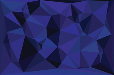 Abstract blue background featuring a geometric triangle pattern texture, vector illustration, and a crystal polygon design element
