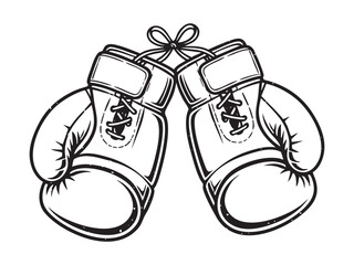 boxing boxer gloves sport extreme glove drawing logo vintage retro illustration outline draw design vector