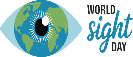 World Sight Day awareness eye logo with globe design, promoting global vision care, eye health, medical charity support and prevention