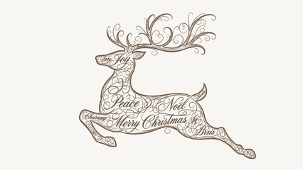 Elegant reindeer silhouette with holiday greetings offers a touch of festive cheer for Christmas cards, seasonal decor, and winter celebrations