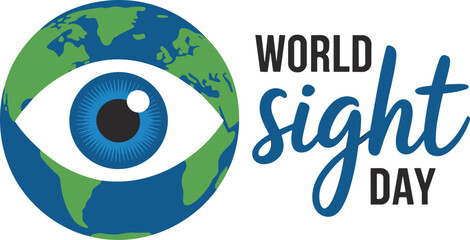 World Sight Day global vision awareness symbol, eye and Earth illustration promoting eye health, eyesight care, blindness prevention, international health campaign