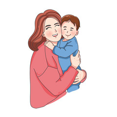 Illustration of Mother Holding Her Child, Mother's Day