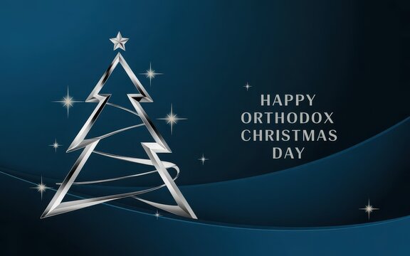 Silver Christmas tree and stars for Orthodox Christmas Day