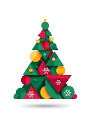 Geometric Christmas tree design on a clean white background.