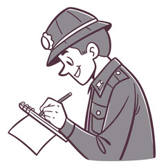 Cartoon Police Officer Writing Notes – Law Enforcement Character Illustration