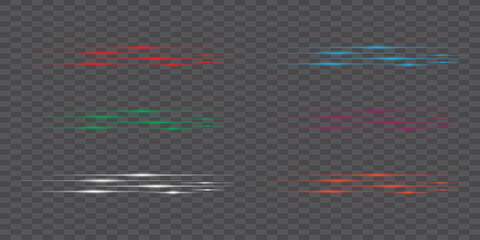 Abstract colorful light streaks and bokeh effects isolated on transparent background