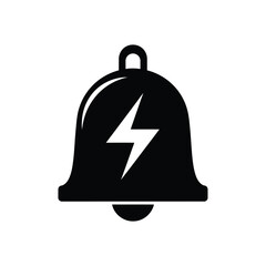 Black bell icon with white lightning bolt symbol vector
