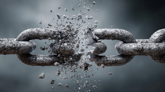 Broken chain symbolizing strength and resilience in adversity