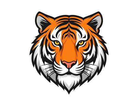 Illustration of a Majestic Tiger Head with Bold Stripes and Intense Eyes