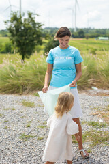 Portrait caucasian woman, volunteer and smile with eco friend. green and waste management....