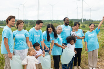 Teamwork meeting, volunteer charity people. charity community service event, ngo business and outreach, Group Diverse people meeting at park for donation