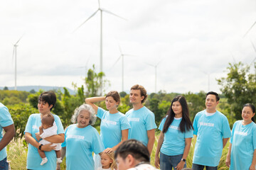 Teamwork meeting, volunteer charity people. charity community service event, ngo business and outreach, Group Diverse people meeting at park for donation