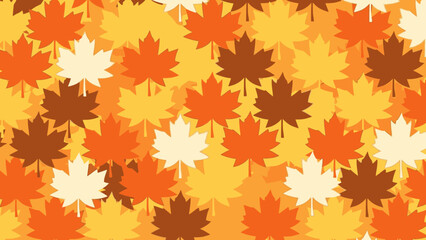 A repeating pattern of stylized maple leaves in autumn colors, creating a vibrant background.