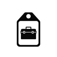 Black briefcase icon on white tag shape vector