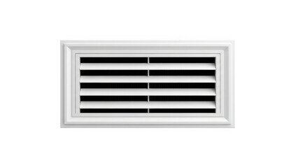 White rectangular air vent with horizontal slats isolated on transparent background