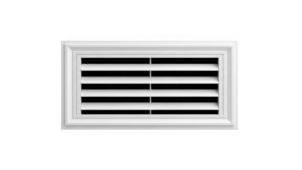 White rectangular air vent with horizontal slats isolated on transparent background