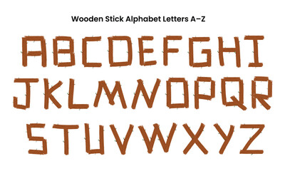 Wooden Stick Alphabet Letters A&ndash;Z &ndash; Rustic Craft Style Typography